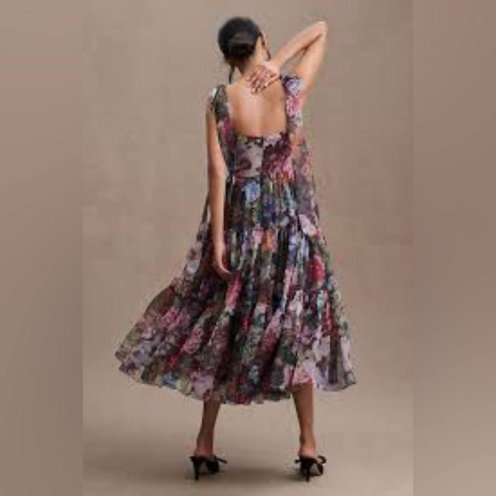BHLDN Isabella Tiered Square-Neck A-LineMidi Dress/ size 16 - Picture 2 of 9